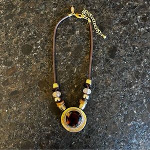 Chico’s Tortoise Medallion Beaded Necklace